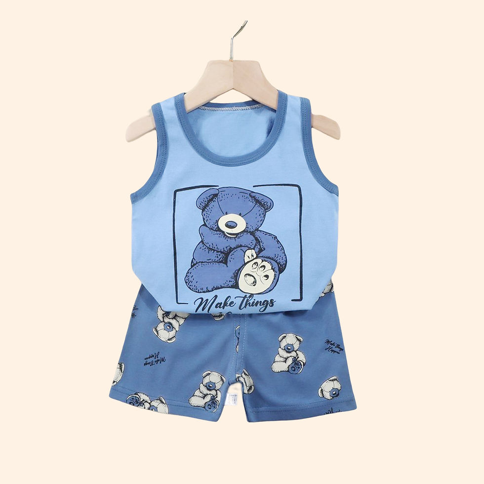 Thumbnail: 2PCS Children Clothing Vest Suit Children's Sets Summer Cotton T-Shirts Shorts B