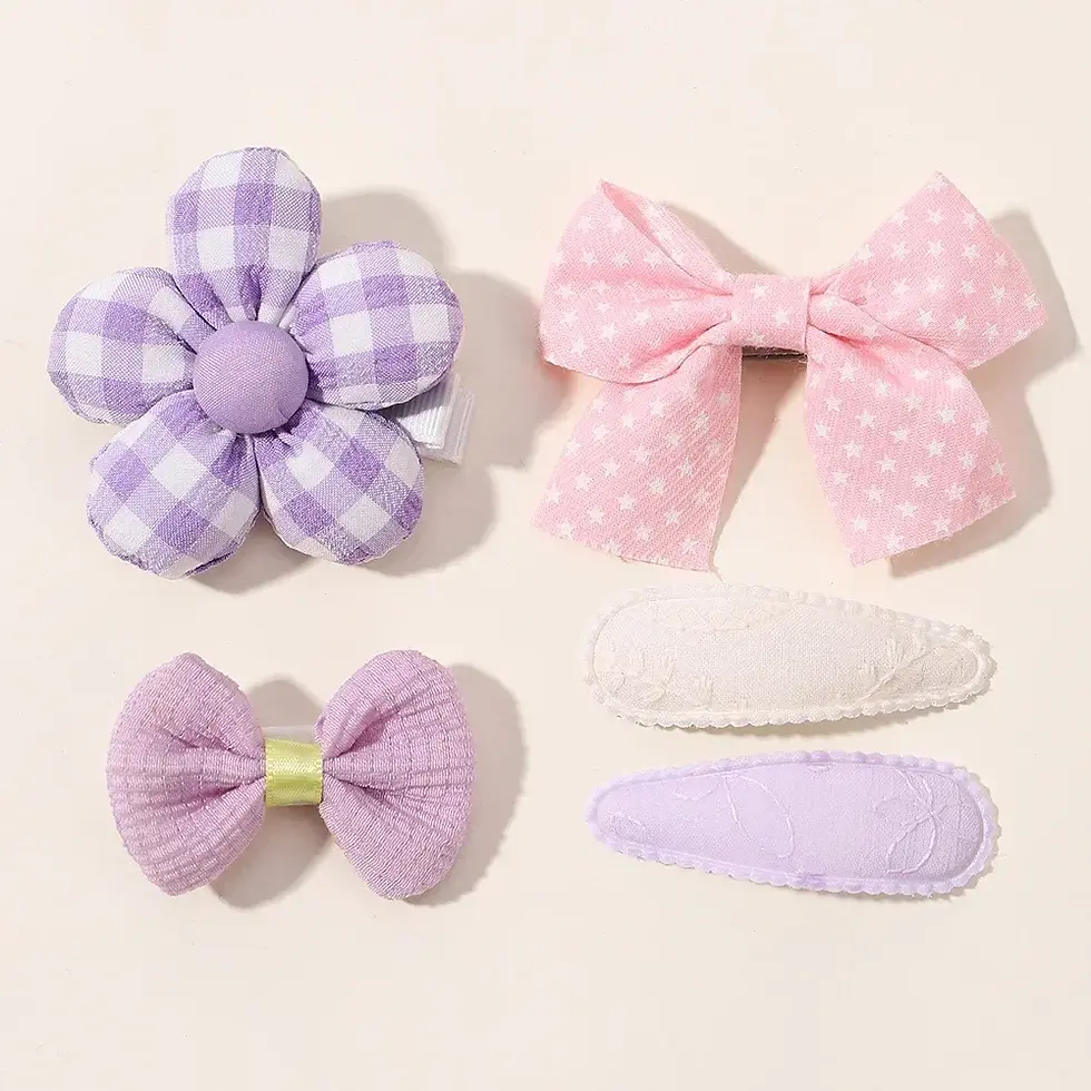 Thumbnail: 5Pcs/Set Mini Baby Girl Hair Clip Cute Floral Bow Bunny Princess Hairpin for Tod