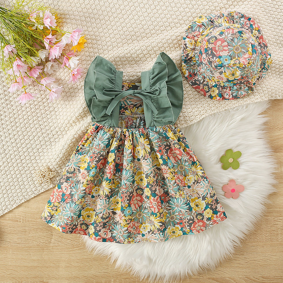 Thumbnail: Baby Girl Dress Summer Cotton Floral Girls Dress Cute Little Fly Sleeve Baby Dre