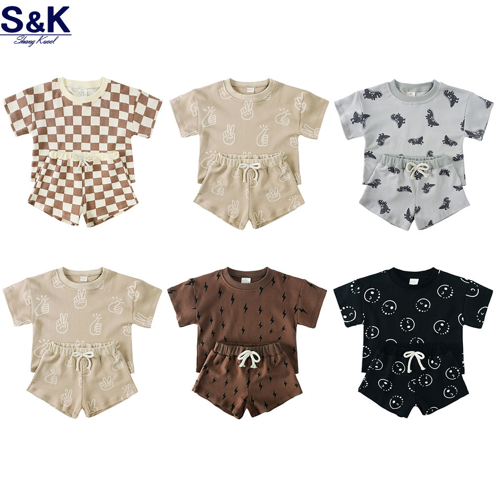 100% Cotton Kids Summer Clothing Sets Children Casual Suit Girls Boys Short Suit