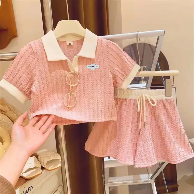 Thumbnail: Baby Girls Cute Sweet Clothes Set Kids Casual Short Sleeve Top Pant Outfit Summe