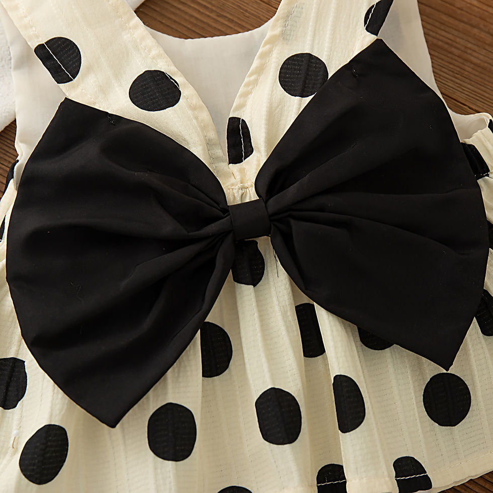Thumbnail: Toddler Girls 2 Piece Set Korean Style Polka Dot Bow Sleeveless Top & Shorts New