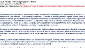 Comunicat de l'Ajuntament de Santa Coloma. Mesures contenció de la covid a l'àmbit esportiu