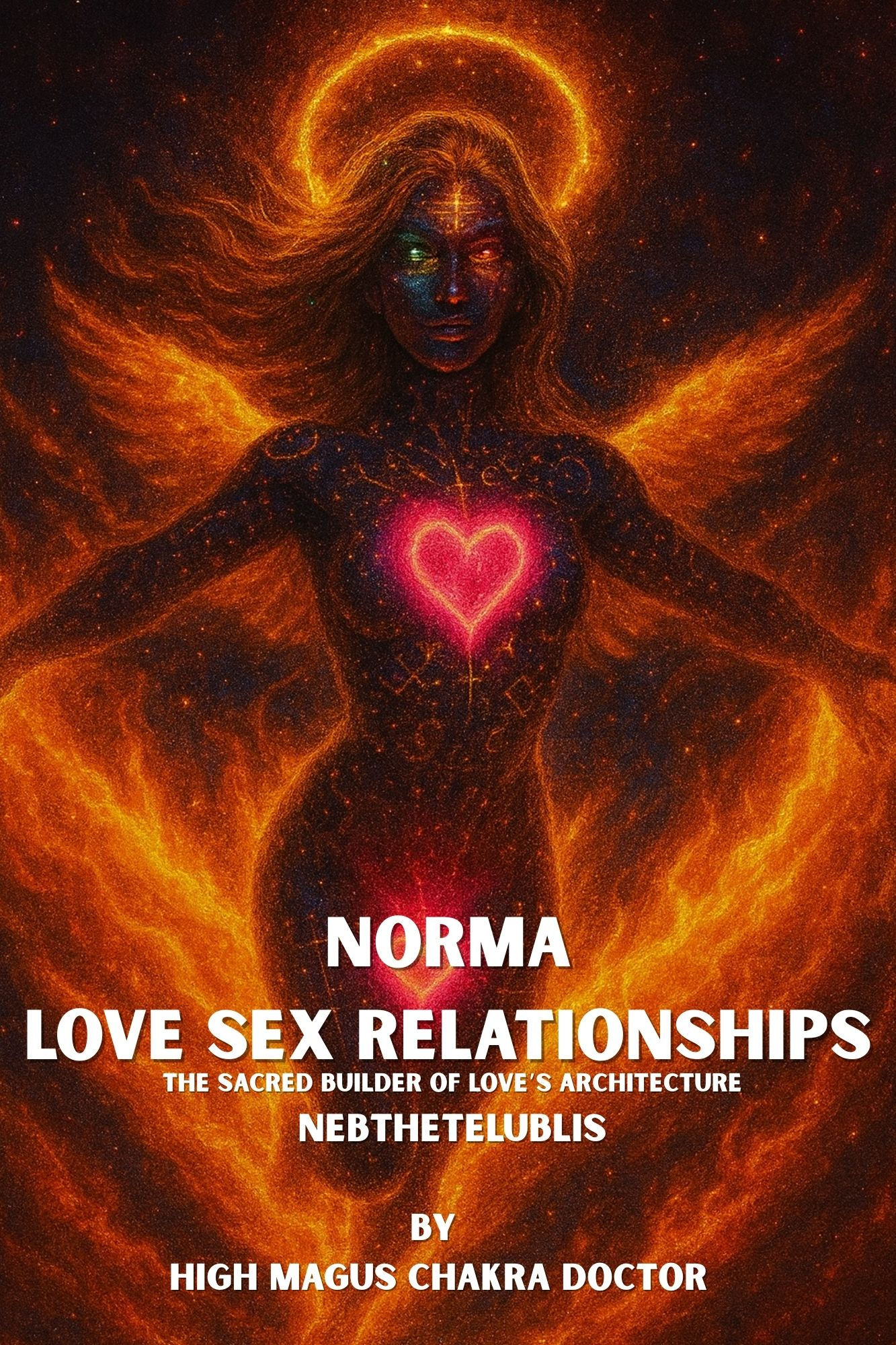 a luminous ANDEMIGEN figure holding balanced scales beneath the Norma constellation, symbolizing boundaries, balance, and ali