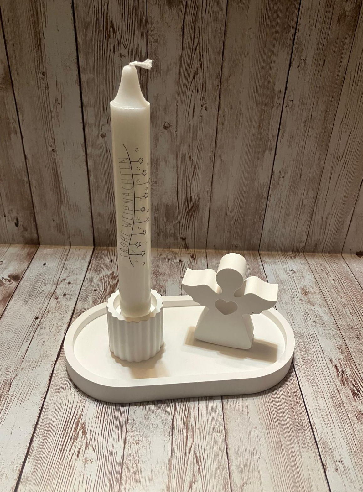 Set auf Tablett Engel undKerzenhalter