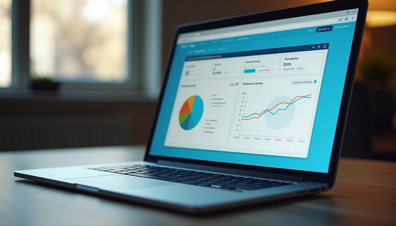 High angle view of a laptop screen showing Salesforce performance monitoring tools