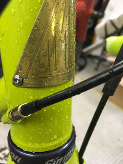 Etched brass head badge