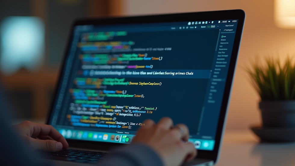 Close-up view of a laptop screen showing a coding interface during an online STEM camp