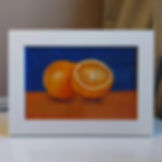 Oranges still life oil painting in white frame 6x9 inches