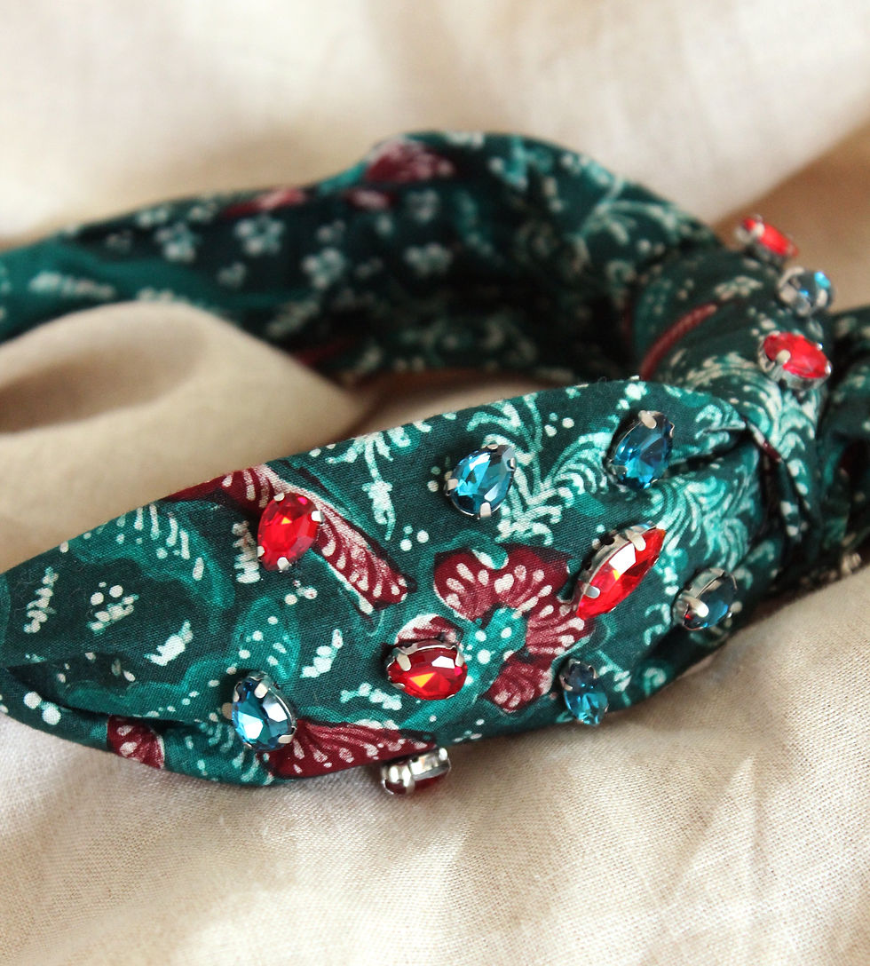 Thumbnail: MERAK Peacock Batik Crystals Headband