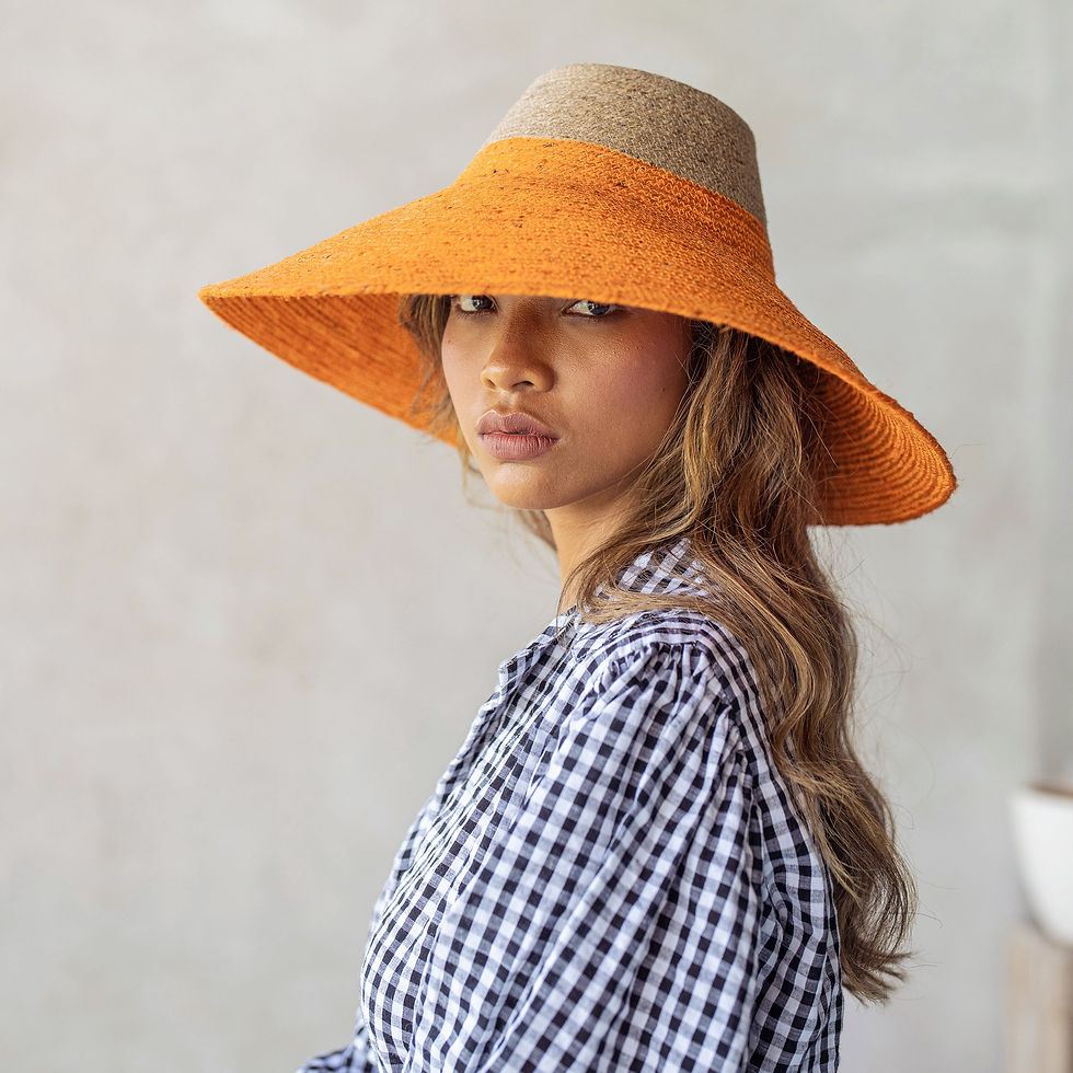 Thumbnail: Riri Duo Jute Straw Hat In Pumpkin Orange