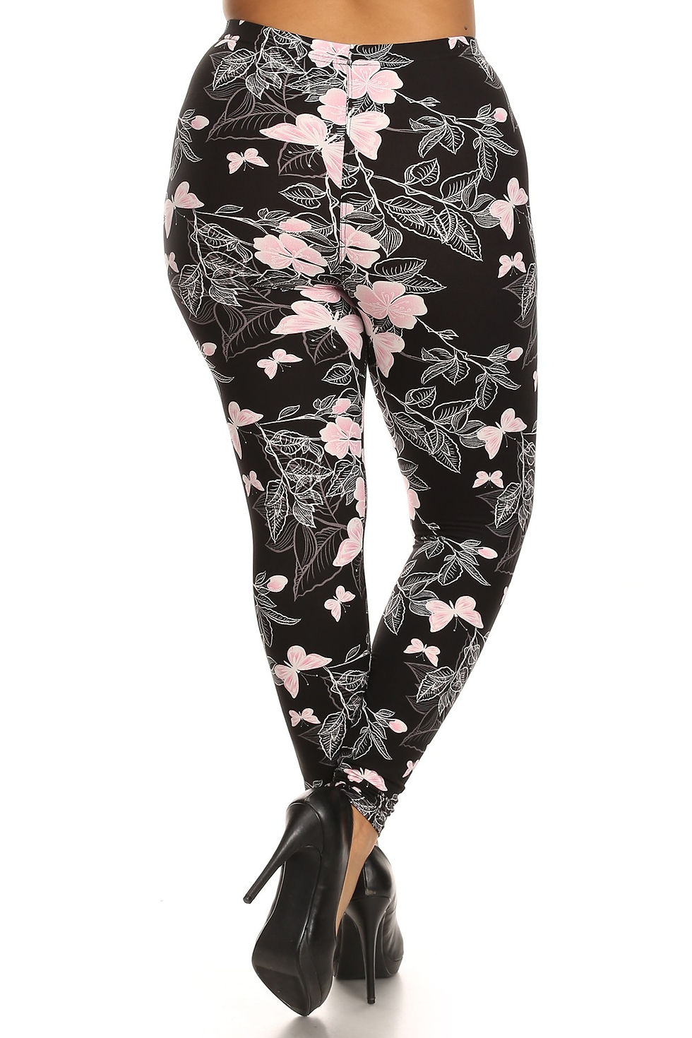 Thumbnail: Plus Size Super Soft Peach Skin Fabric, Butterfly Graphic Printed Knit Leggi...