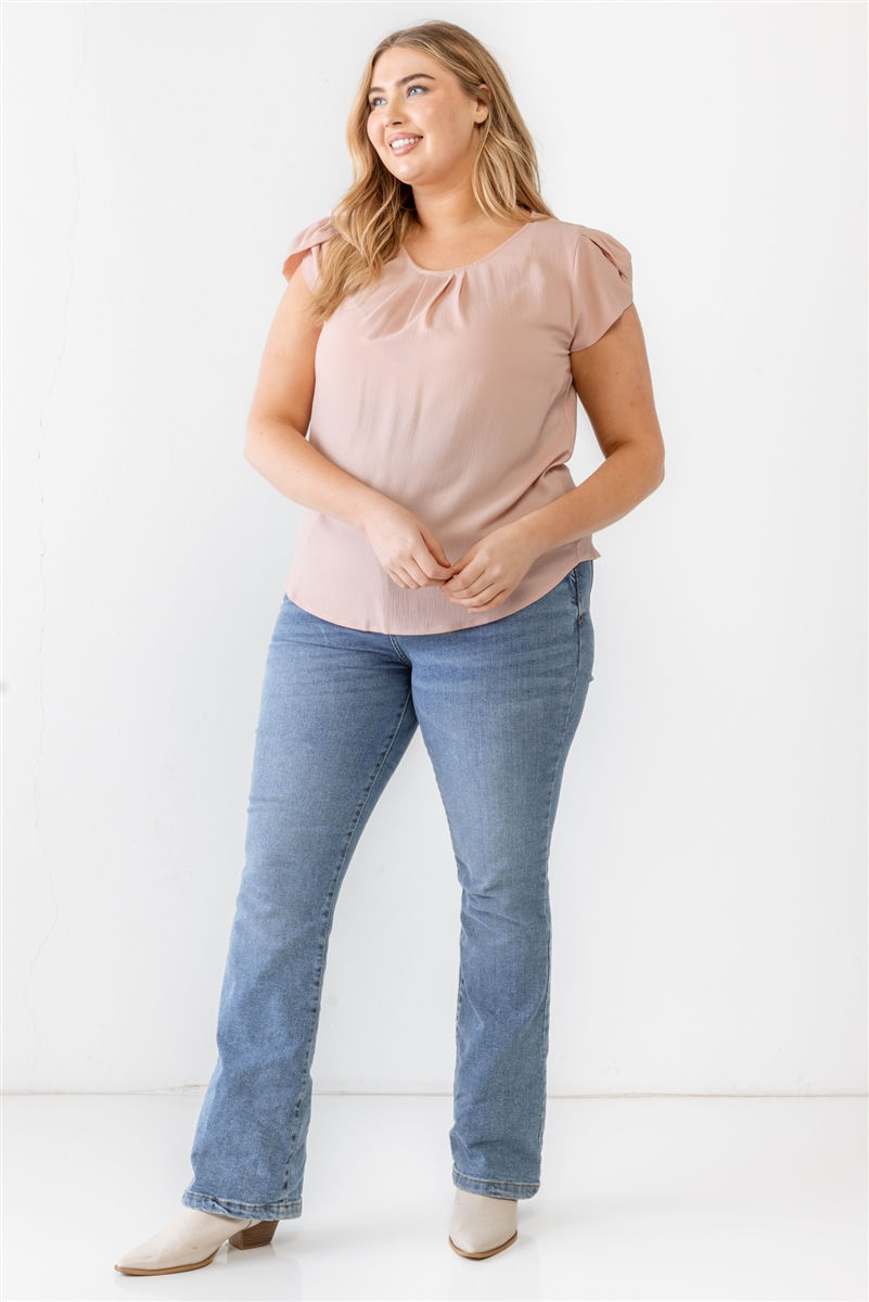 Thumbnail: Plus Koshibo Textured Cap Sleeve Top
