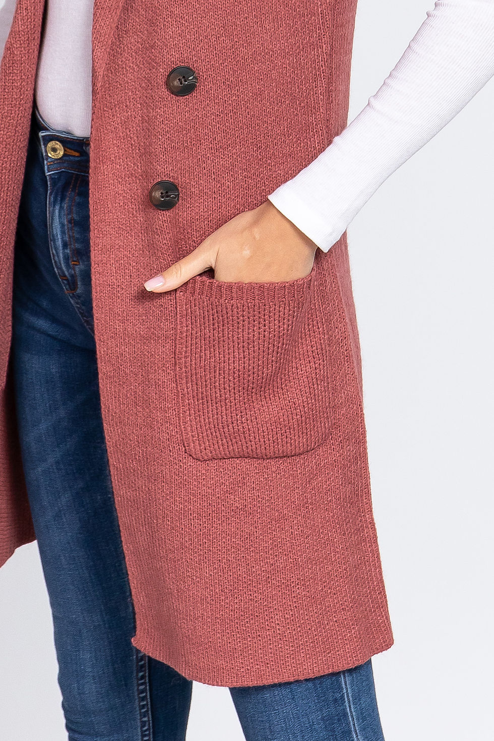 Thumbnail: Sleeveless Long Sweater Vest        