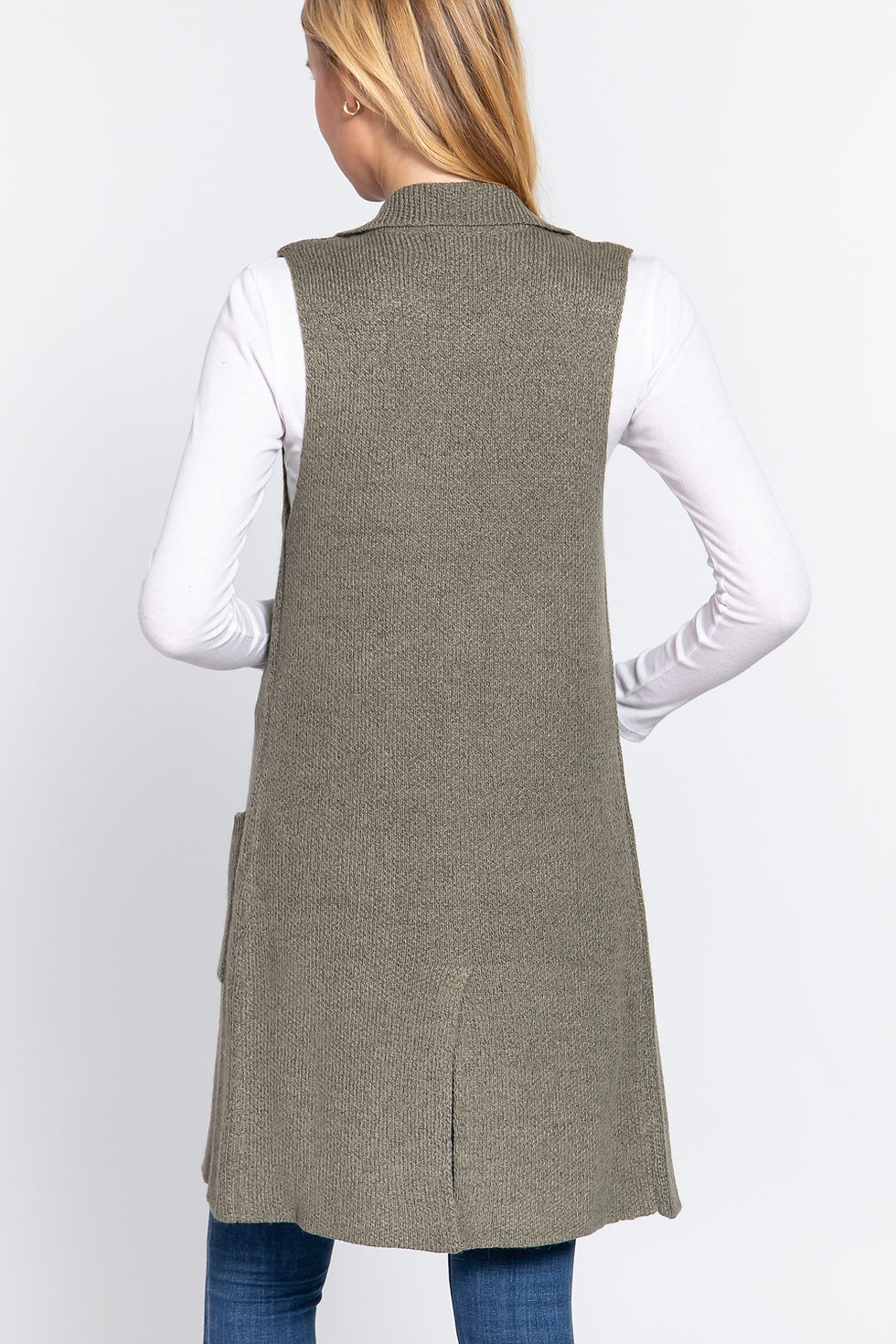 Thumbnail: Sleeveless Long Sweater Vest        