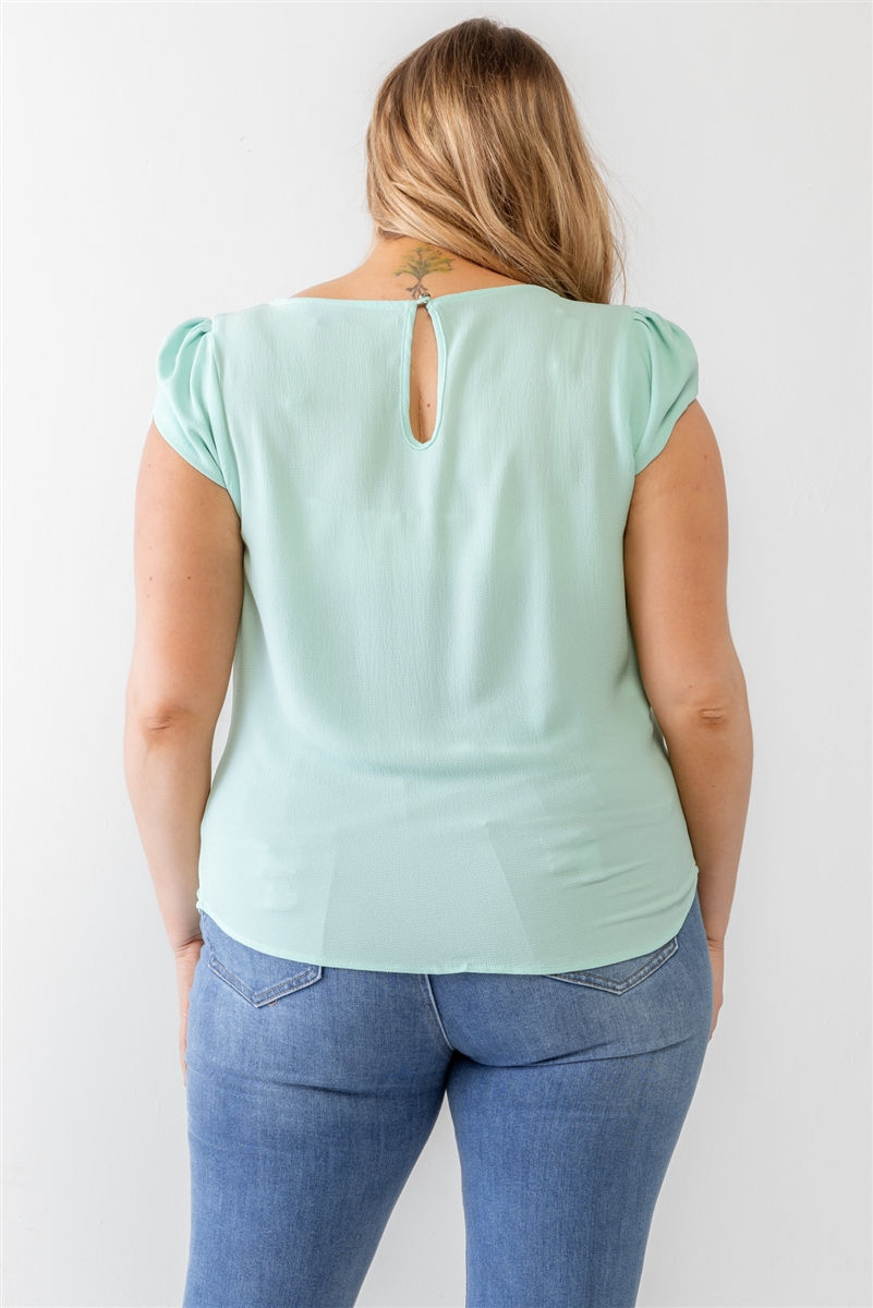 Thumbnail: Plus Koshibo Textured Cap Sleeve Top