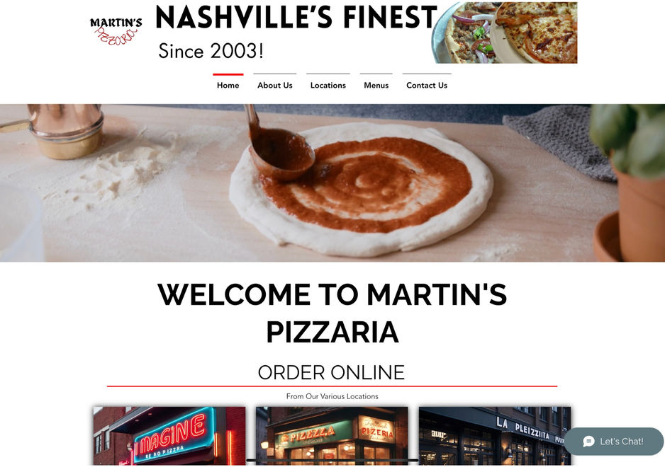 Martin's Pizzaria - Website Design & Copy
