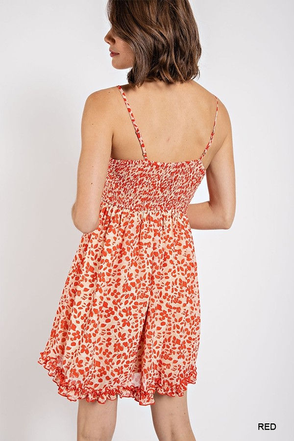 Thumbnail: Floral print v-neck dress with skirt lining
