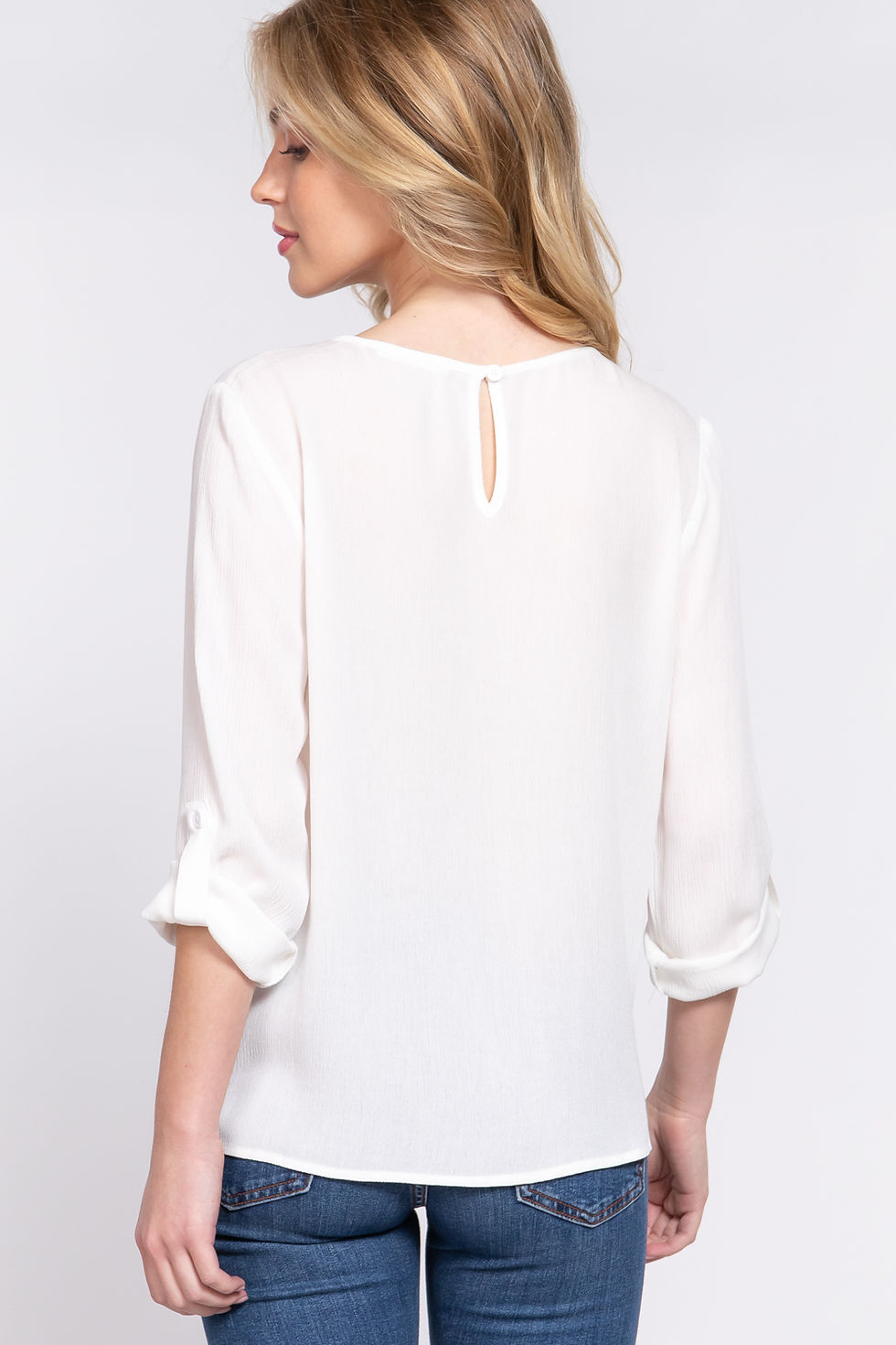 Thumbnail: 3/4 Roll Up Slv Pleated Blouse          