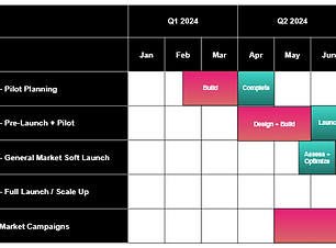 Gantt Chart for 10 month go to market launch
