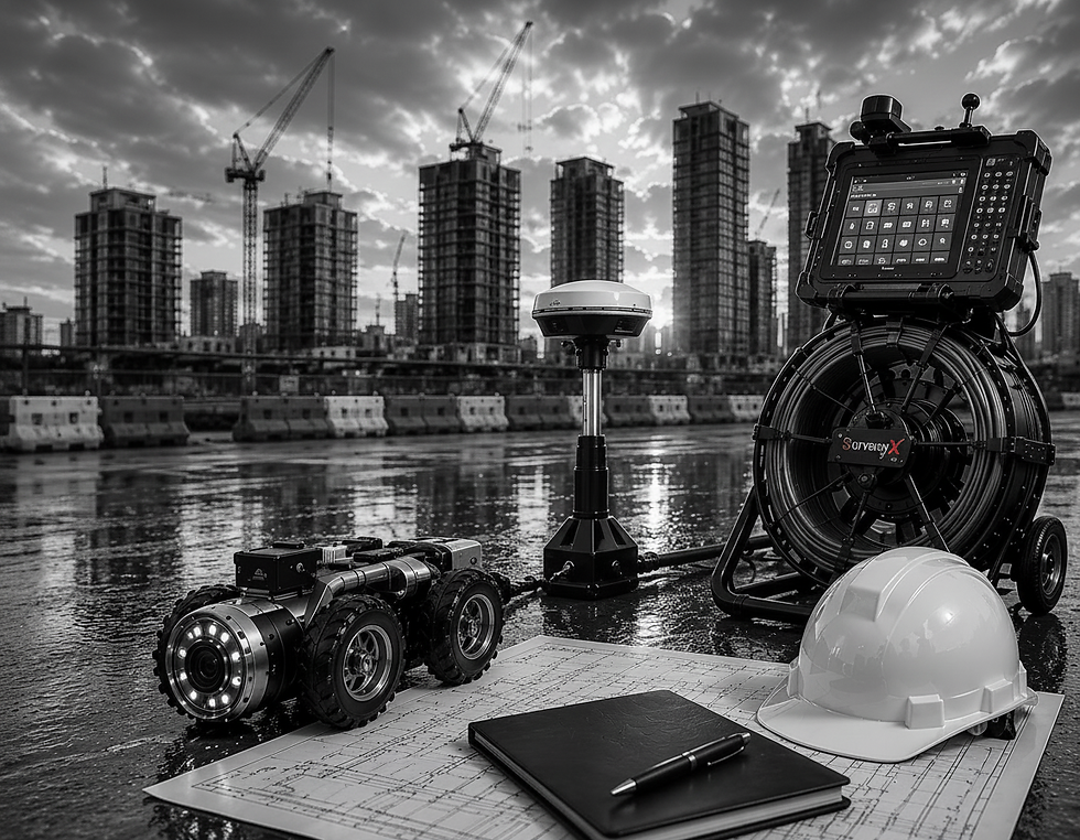 Survey equipment operating on a Sheffield construction site