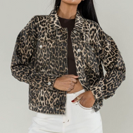 veste neuve femme à customiser jean coupe large léopard camel VEST07
