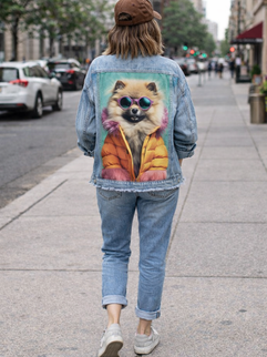 veste oversize personnalisée avec portrait de chien pop coloré