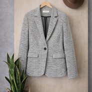 veste seconde main femme à customiser blazer gris clair élégant coupe droite SEC25