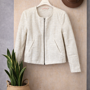 veste seconde main femme à customiser veste écru zippée coupe courte SEC19