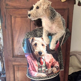 veste personnalisée femme avec portrait de chien british création unique