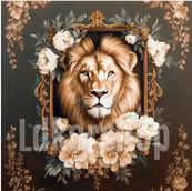 Visuel imprimable personnalisé lion encadré pour textiles
