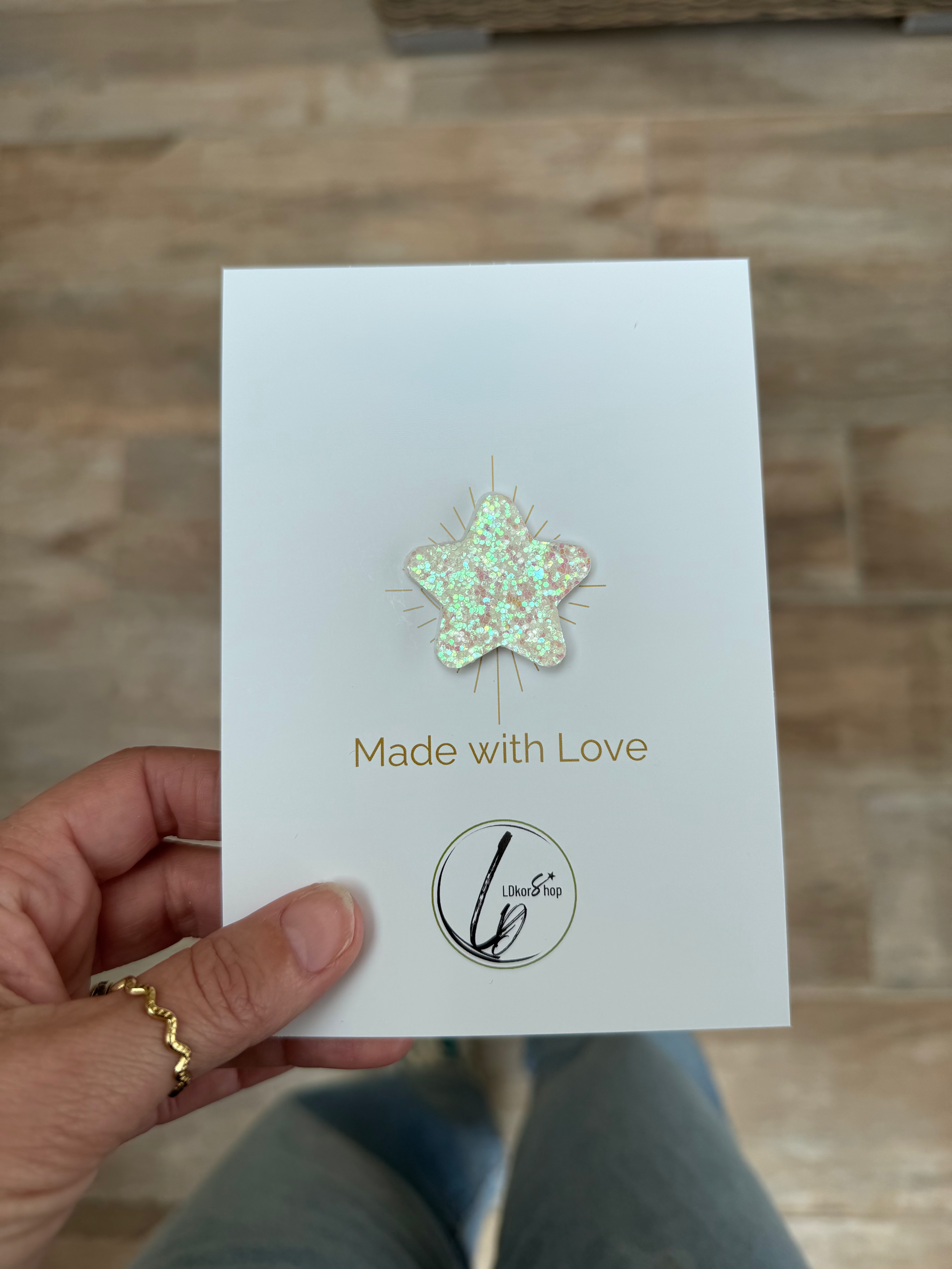 Pin's étoile nacré pailleté, LDKORSHOP