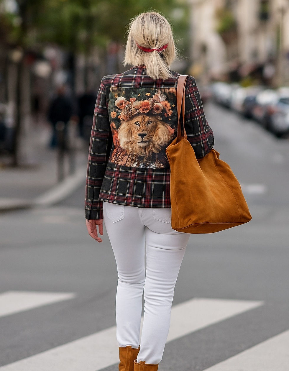 Veste seconde main customisée avec Lionne – création LDKORSHOP