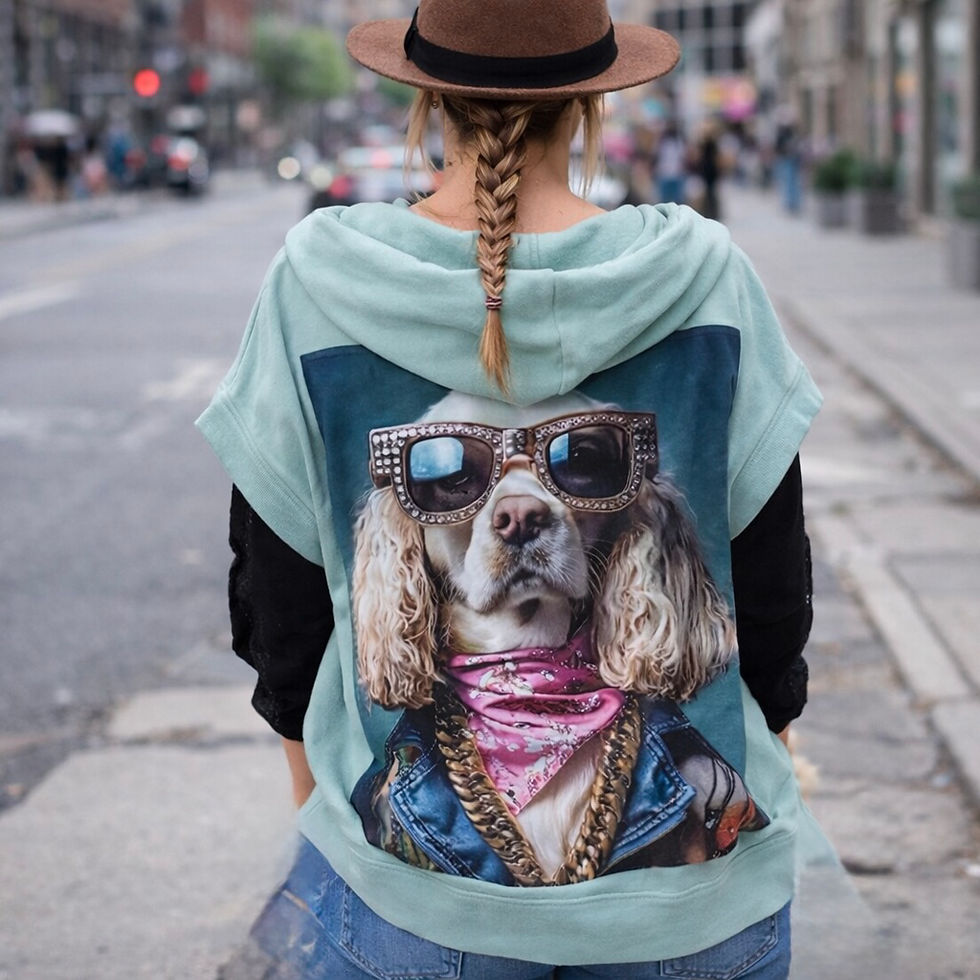 sweat menthe sans manches imprimé artistique dos golden