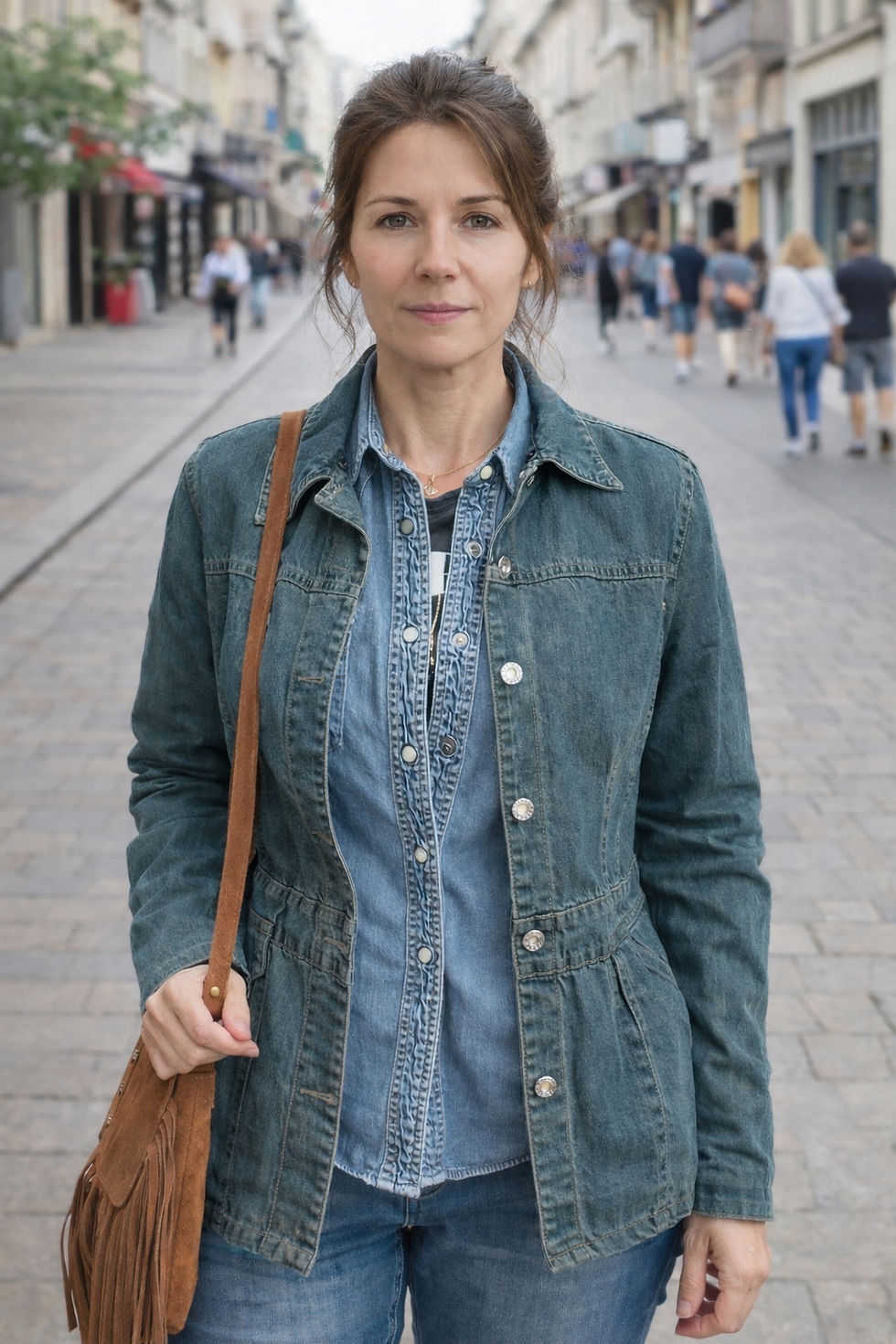 Veste seconde main personnalisée femme face motif tigre fleuri