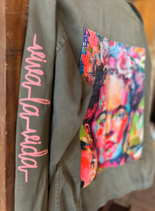 veste militaire frida personnalisée peinture & coupon textile