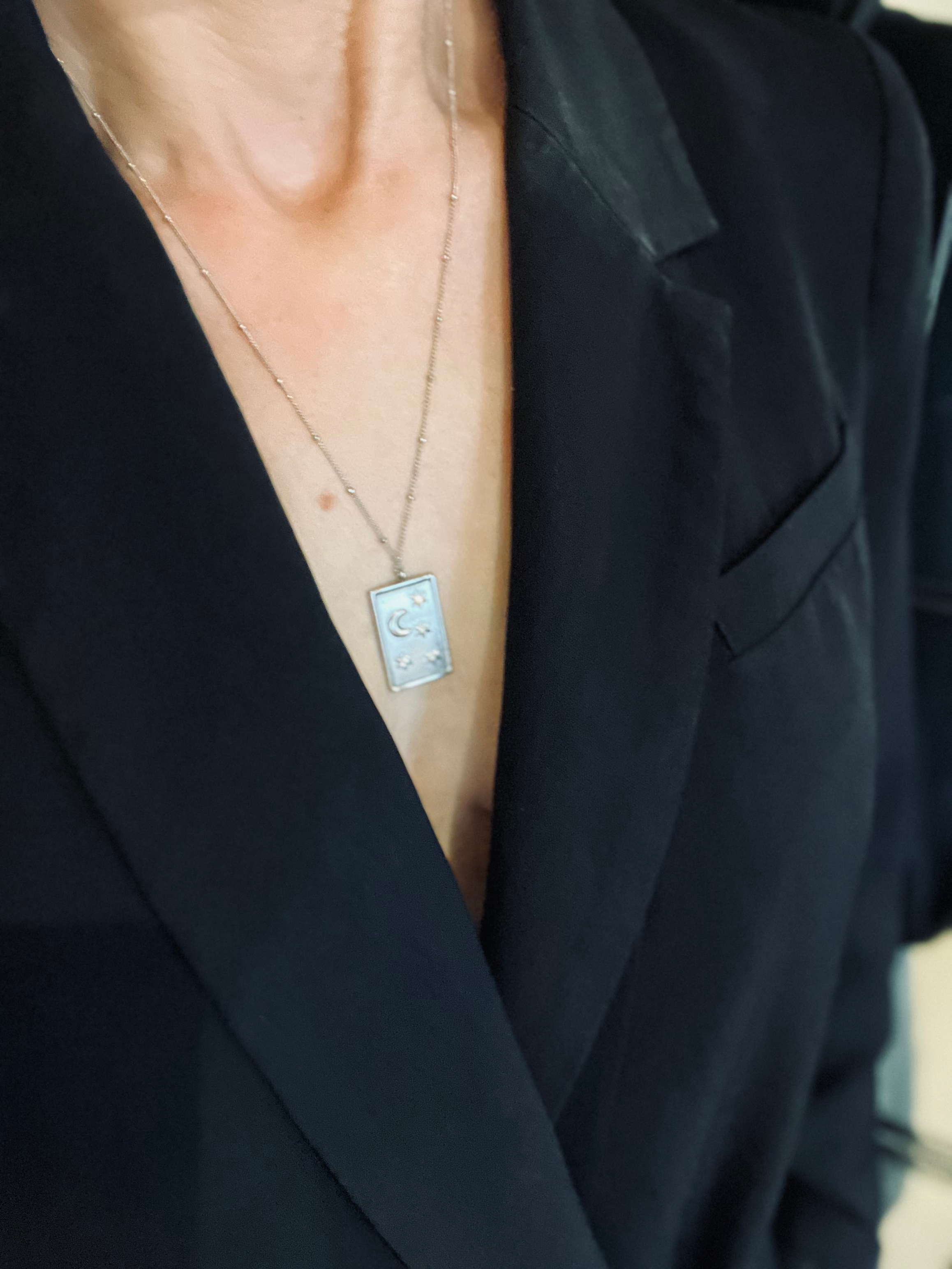 Collier acier inoxydable "Carte Lune & étoiles"