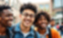 dynamic multicultural black and Latino male high school students having fun on campus_edit