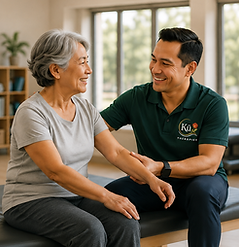 Hero image of Physical Therapist assisting senior adult patient.
