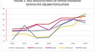 Age-Adjusted rate of opioid overdose deaths per 100,000 population infographic