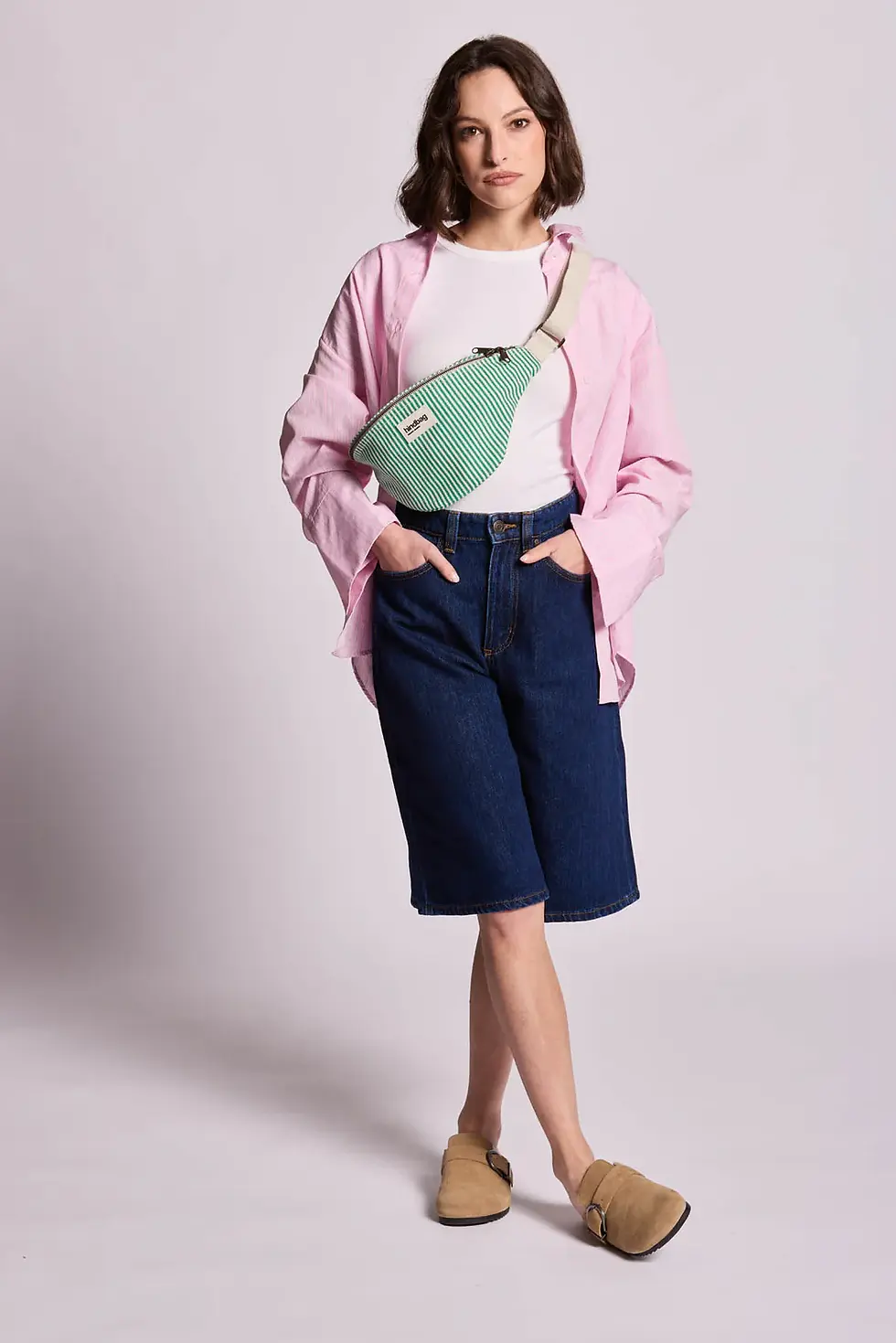 Thumbnail: Hindbag Olivia Green Stripes