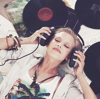 Woman Surrounded by Records