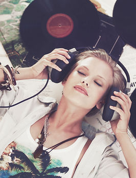 Woman Surrounded by Records