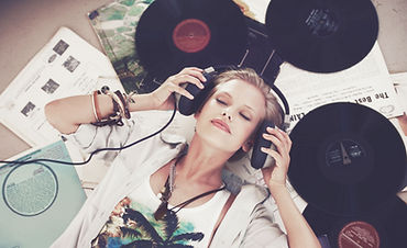 Woman Surrounded by Records