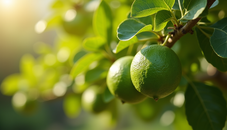 Close-up view of lime fruits growing on a tree branch in a Perth garden