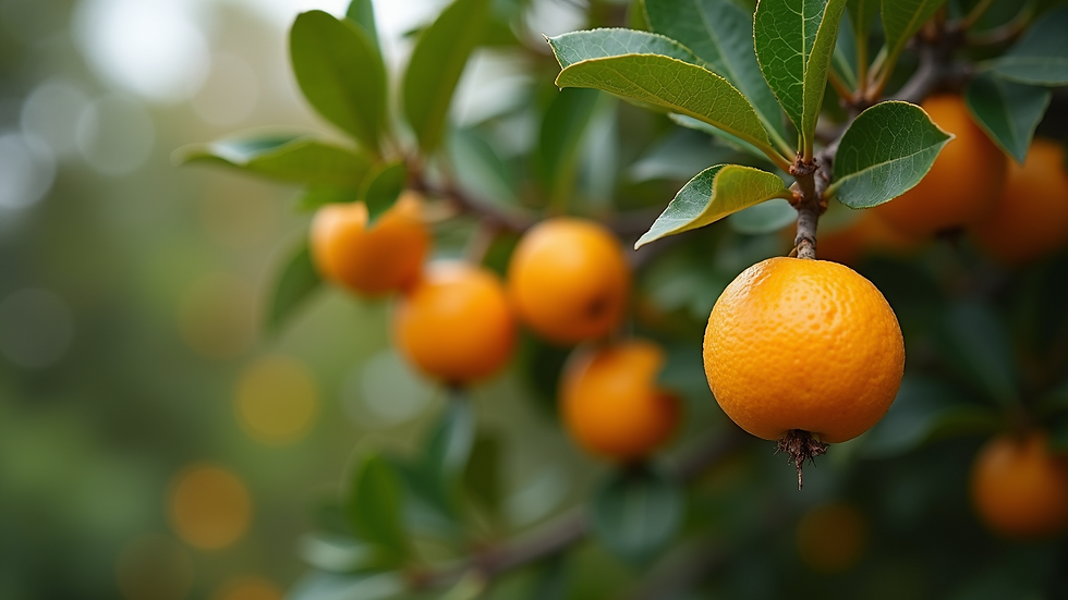 Close-up view of a Kumquat Dwarf tree laden with fruit