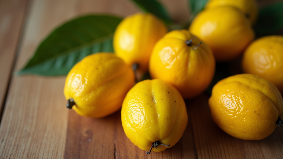High angle view of vibrant Calamansi fruits on a wooden surface