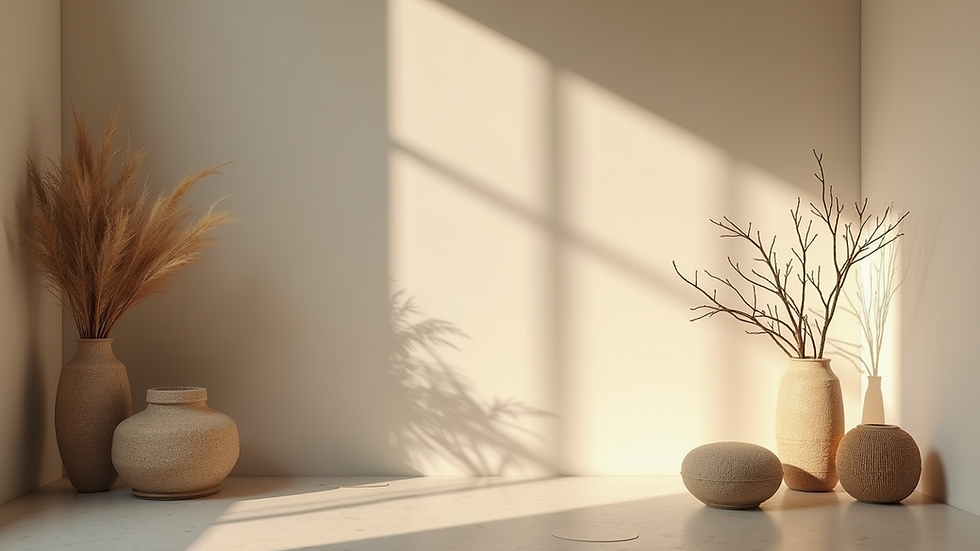 Close-up view of a serene meditation space with candles and plants
