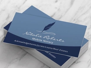Best Deals! Notary Loan Signing Agent Quill Logo Navy Blue Business Card