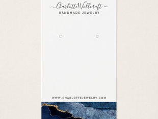 Hot Deals! Blue Gold Agate Script Earring Display Card